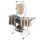 Tendedero de Ropa Plegable, Extensible, Ajustable con Alas y Estante para Zapatos