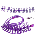 Tendedero de Ropa Portátil con 12 Pinzas - Cuerda Extensible Multifuncional para Exteriores