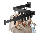 Tendedero de Ropa Portátil Retráctil y Plegable con 18 Orificios para Baño y Balcón, Montaje en Pared