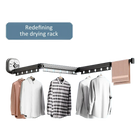 Tendedero de Ropa Retráctil con Ventosa Sin Perforaciones de Aleación de Aluminio Plegable Portátil para Viaje y Hogar