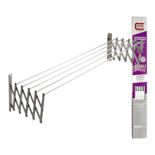 Tendedero de Ropa Retráctil de Pared 120 cm - Aluminio, Plegable para Interior y Exterior