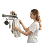 Tendedero de Ropa Retráctil Multiusos Plegable de Acero Inoxidable con Red para Balcón y Baño