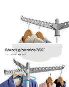 Tendedero de Ropa SONGMICS, Secador Plegable con 3 Brazos Giratorios, 4 Patas