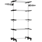 Tendedero de Ropa Vertical de 4 Niveles con Ruedas, 2 Lados Plegables, Estantes Ajustables y Marco de Acero Negro y Plateado