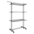 Tendedero Plegable 4 Niveles con Ruedas SONGMICS, 63.5x125.5x173 cm, Acero Inoxidable, 41 kg, Blanco Nude y Gris Paloma