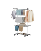 Tendedero Plegable 4 Niveles con Ruedas SONGMICS, 63.5x125.5x173 cm, Acero Inoxidable, 41 kg, Blanco Nude y Gris Paloma