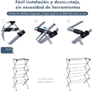 Tendedero Plegable T-LoVendo, Extensible de 43 a 75 cm, Acero Ligero Anticorrosivo, 4 Niveles, Carga 15 kg
