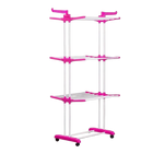 Tendedero Vertical con Ruedas para Ropa - Plástico Ecológico y Acero Pintado - 3 Niveles, Plegable, 25 kg