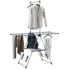 Tendedero Vertical Plegable con Alas Ajustables, 4 Estantes para Zapatos y Estante 139x62.5x201 cm Plateado