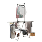 Tendedero Vertical Plegable con Alas Ajustables, 4 Estantes para Zapatos y Estante 139x62.5x201 cm Plateado