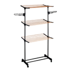 TopRed Tendedero Plegable Vertical con Ruedas, 4 Niveles, Madera Negra, Plástico Resistente, Interior y Exterior