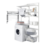 VOUNOT® Tendedero Vertical Plegable, Tendedores de Ropa Tipo Torre, Estantes Secado Ropa con Alas Plegables, 6 Ruedas y Malla