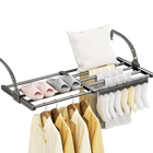 Tendedero de Ropa Extensible para Radiador Retráctil Plegable con Pinzas para Calcetines Secador de Ropa para Baño Balcón