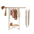 Tendedero de Ropa Plegable y Retráctil de Pie para Interior y Exterior, Organizador de Almacenamiento Integrado