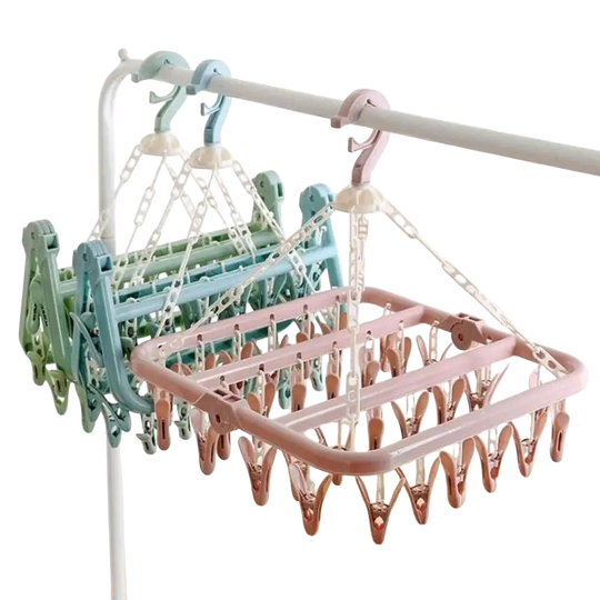 1 Pieza 32 Pinzas Percha Plegable para Secar Ropa - Antiviento Calcetines Ropa Interior Bebé Organizador