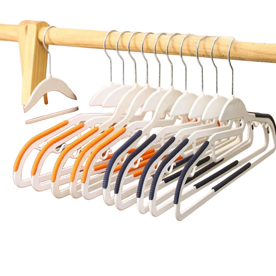 10 Piezas de Percha Multifuncional Antideslizante para Ropa Húmeda y Seca - Negro/Naranja/Gris