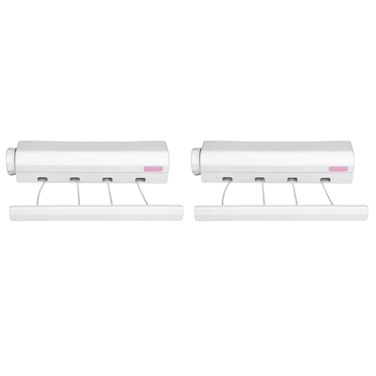 2X Tendedero Retráctil Telescópico de Pared, 4 Líneas para Interior y Exterior