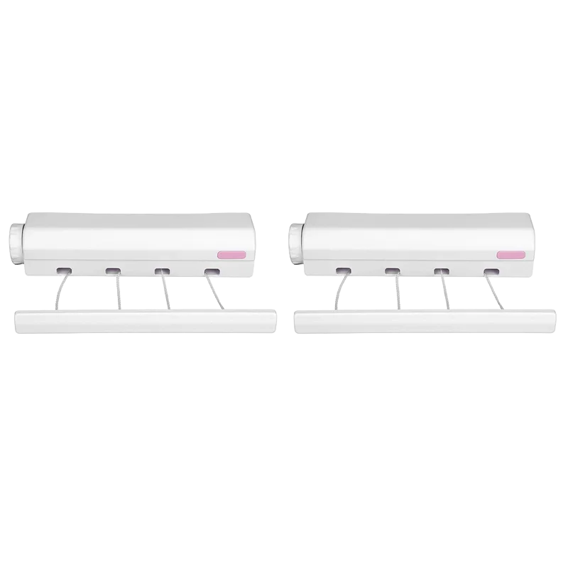 2X Tendedero Retráctil Telescópico de Pared, 4 Líneas para Interior y Exterior