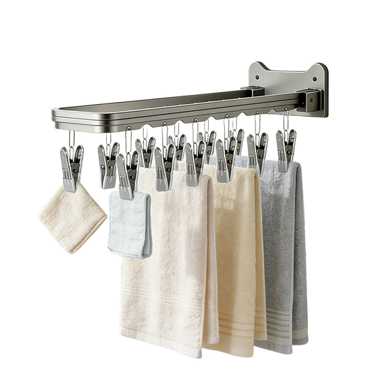 Colgador de Calcetines de Pared Plegable con 14 Pinzas - Tendedero de Ropa