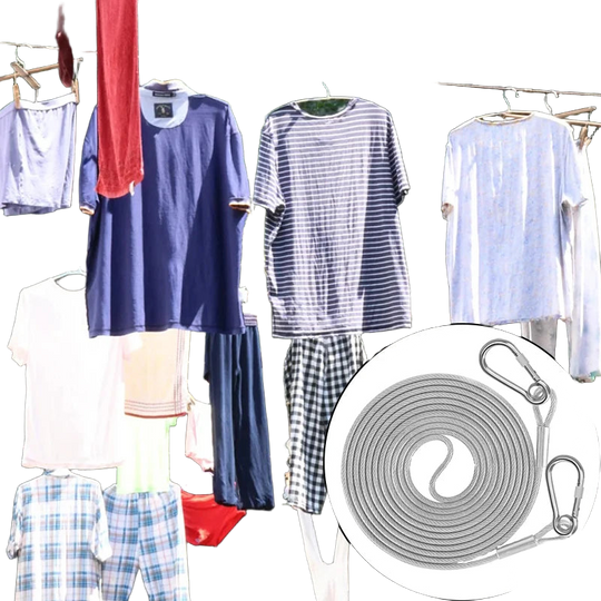 Cuerda de Acero Inoxidable Doble Extremo para Tender la Ropa - Multiusos
