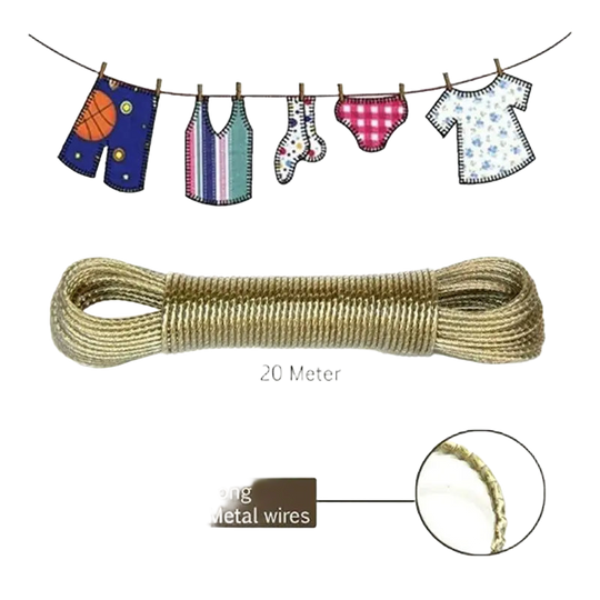 Cuerda de ropa portátil de acero recubierto de PVC de 10/20/30/50 m para viajes, camping, jardinería y secado al aire libre