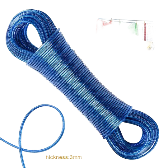 Cuerda para Secar Ropa de 20m, Alambre de Acero con PVC, Línea de Lavandería para Jardín, Accesorios de Viaje y Camping