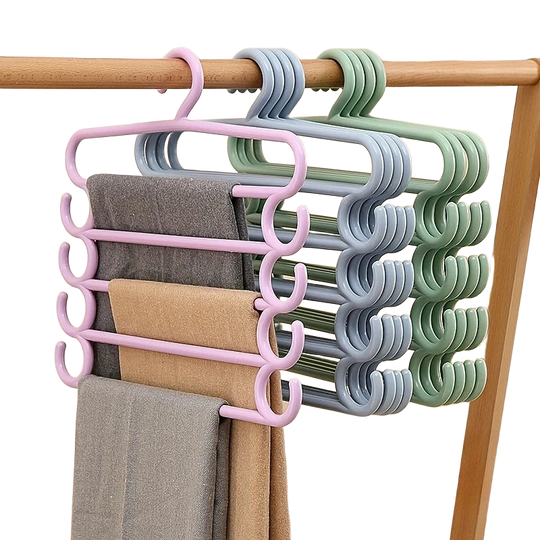 Estante de Almacenamiento de Pantalones Multifuncional de 5 Capas con 8 Ganchos