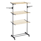 Folding clothesline - Tienda Eurasia vertical drying rack with wheels, 3 height levels, made of durable metal, dimensions 80-140x57x165 cm, space-savi