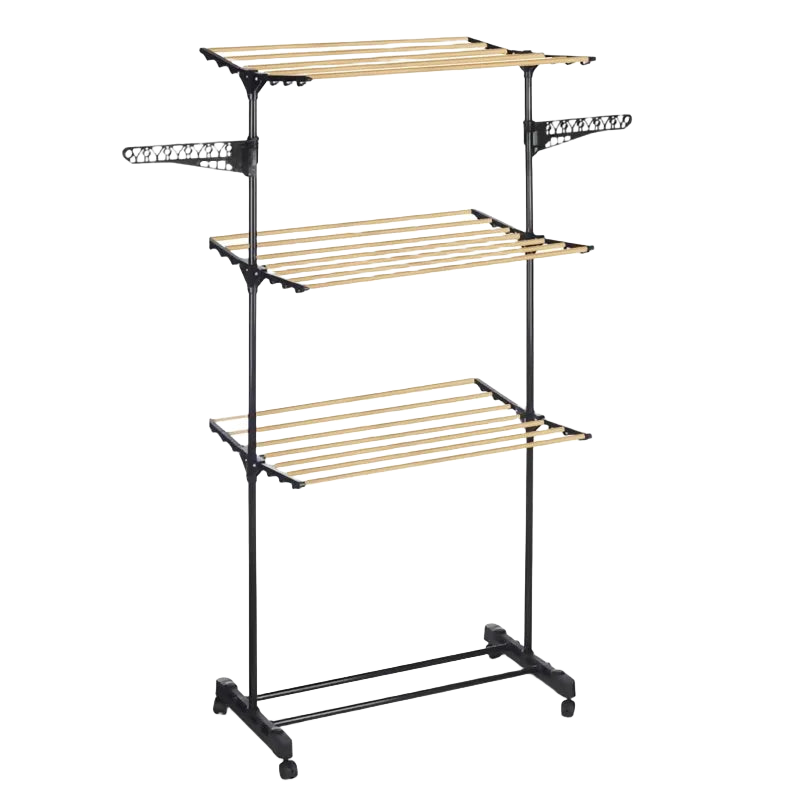 Folding clothesline - Tienda Eurasia vertical drying rack with wheels, 3 height levels, made of durable metal, dimensions 80-140x57x165 cm, space-savi
