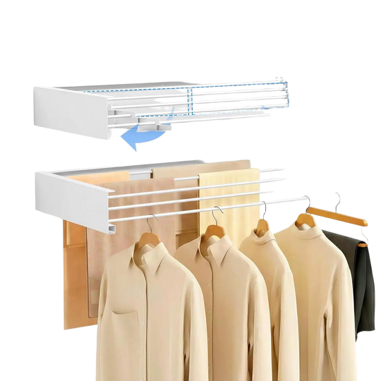 KingnetStore - Tendedero de Pared Plegable de Aluminio, Secador de Ropa Montado en Pared, Compacto y Duradero, Capacidad 30 kg, 80/100 cm, Blanco/Negr