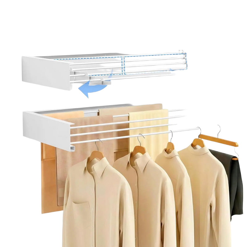 KingnetStore - Tendedero de Pared Plegable de Aluminio, Secador de Ropa Montado en Pared, Compacto y Duradero, Capacidad 30 kg, 80/100 cm, Blanco/Negr