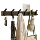 Perchero de Pared de Madera Negra BAKALA, Ganchos para Ropa para Baño, Cocina, Dormitorio, Pasillo