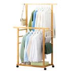 Perchero Doble Capa con Ruedas - Estante para Ropa Resistente