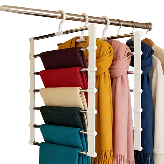 Perchero Multifuncional de 3 Piezas para Pantalones, Bufandas y Pañuelos - Colgador de Pinzas Fijas para Armario