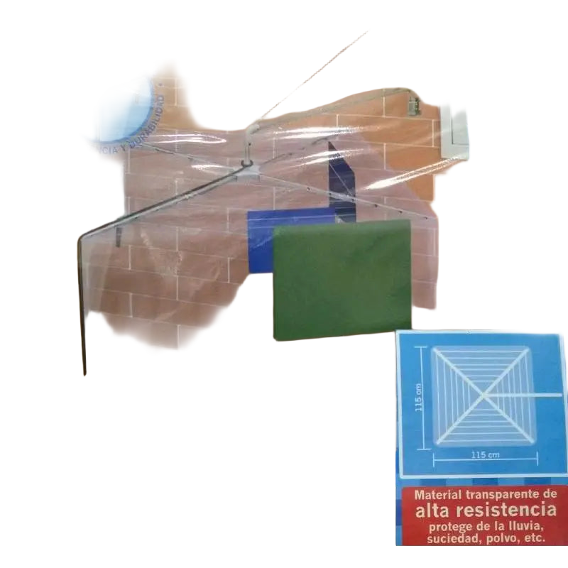 Protector de Lluvia para Tendedero de Ropa - 115x115cm, Plástico Transparente de Alta Resistencia