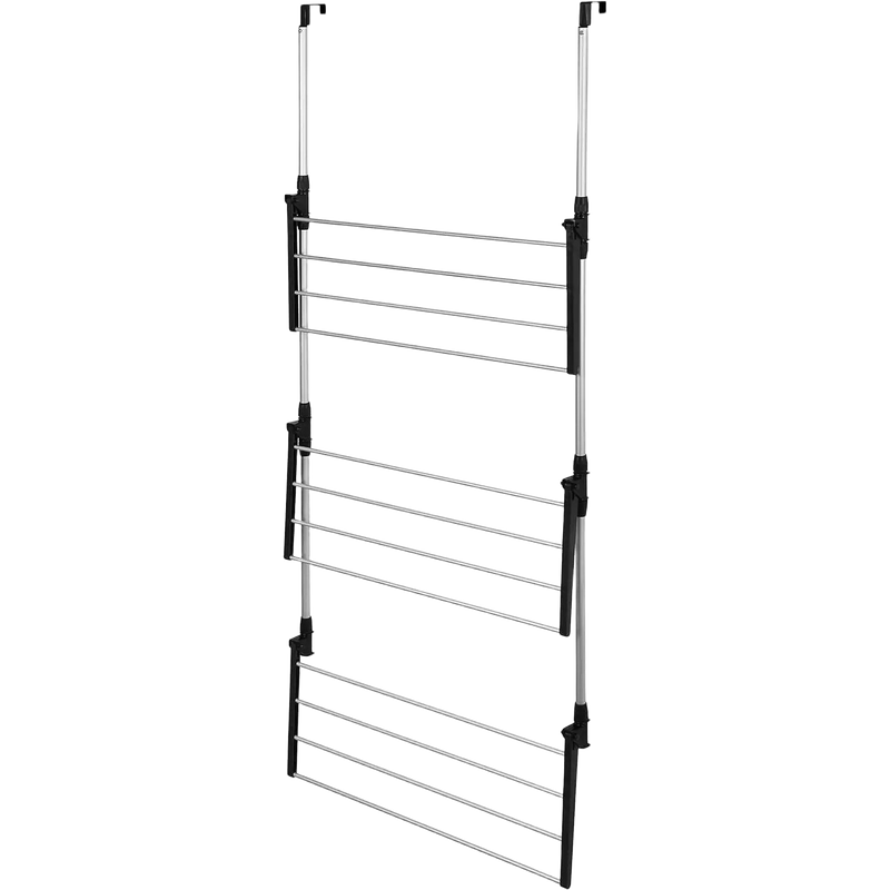 STARLEY Tendedero de Ropa para Puerta, Plegable con 12 Barras, 3 Niveles, 6.5m, Metal/Plástico, Hasta 5kg