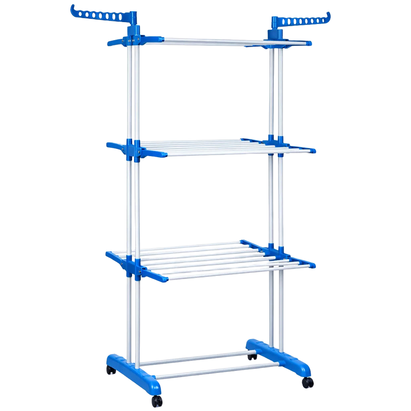 T-LoVendo Tendedero de Ropa Vertical Plegable 4 Niveles - Acero Inoxidable, Soporta 26 kg, Diseño Ahorrador de Espacio con Alas Laterales y Ruedas, Id