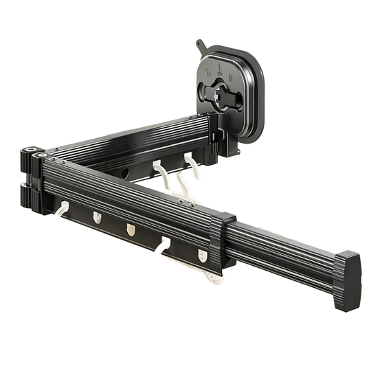 Tendedero de Acero Inoxidable Plegable Retráctil de Pared 360° para Lavandería Balcón Dormitorio - Sin Agujeros Ventosa