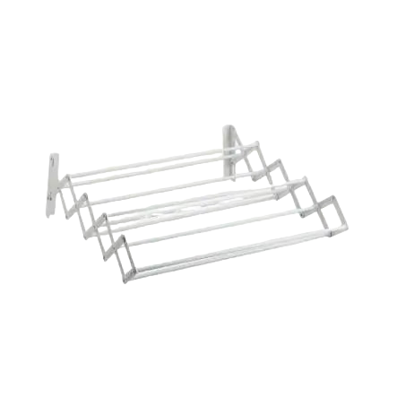Tendedero de pared extensible 60/80/100 cm - plegable para interior y exterior, acero blanco, 9 barras y 5 metros de cuerda