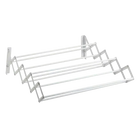 Tendedero de pared extensible 60/80/100cm - plegable interior/exterior acero blanco 9 barras 5m cuerda