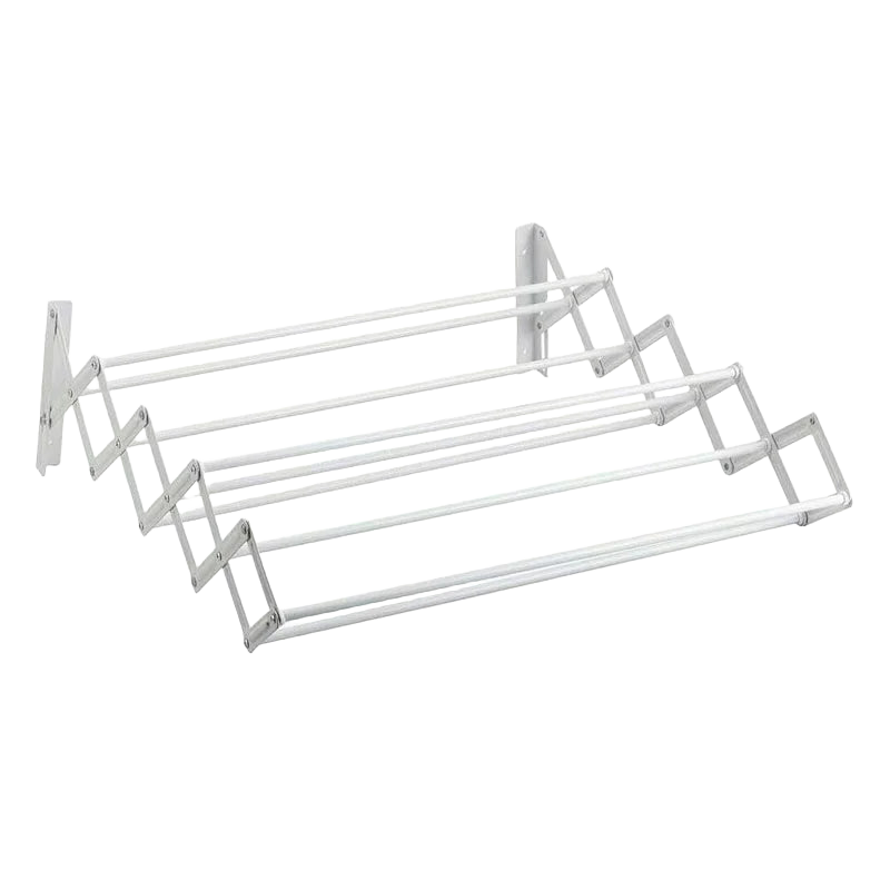 Tendedero de pared extensible 60/80/100cm - plegable interior/exterior acero blanco 9 barras 5m cuerda