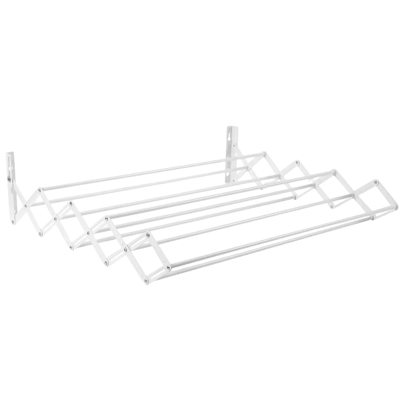 Tendedero de Pared Extensible 80cm - Plegable Interior o Exterior Acero Blanco con 9 Barras y 6 Metros de Espacio