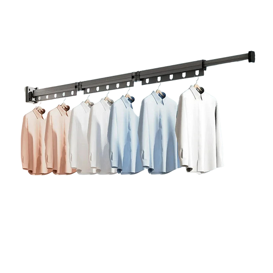 Tendedero de Pared Plegable con Ventosa y Percha Retráctil de 3 Pliegues