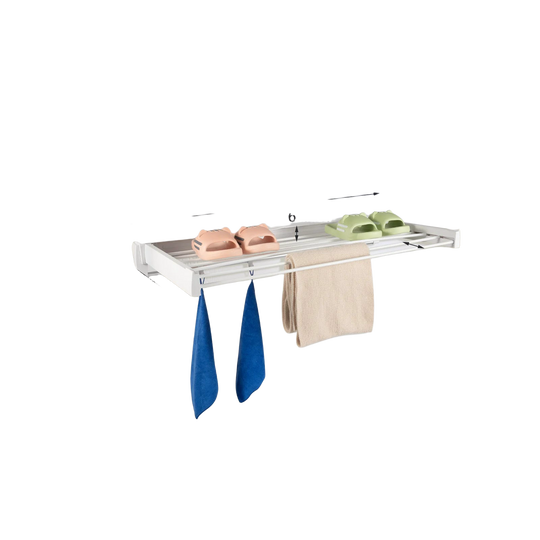 Tendedero de Pared Plegable e Invisible de 7 Barras, 84x43.5x6 cm