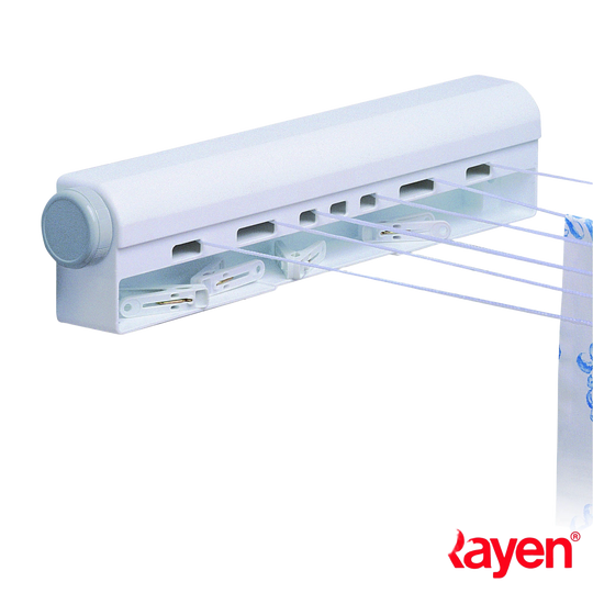 Tendedero de Pared Plegable Rayen 0030 - 6 Cuerdas Extensibles, 22m de Capacidad
