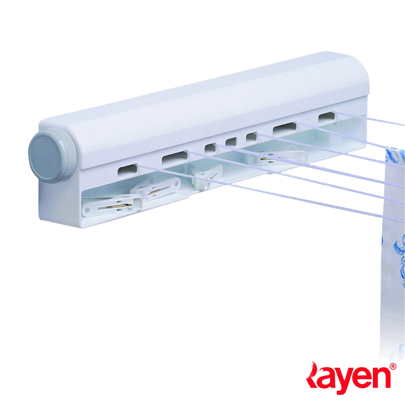 Tendedero de Pared Plegable Rayen 0030 - 6 Cuerdas Extensibles, 22m de Capacidad
