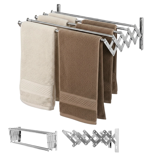 Tendedero de Pared Plegable RELAXTY - Tendedero Multiuso Plegable con 5 Barras Extensibles, Acero Inoxidable Resistente a la Herrumbre para Secado Int