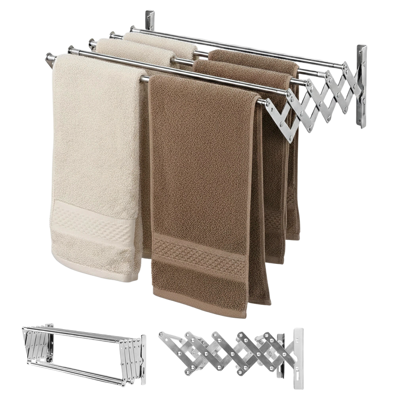 Tendedero de Pared Plegable RELAXTY - Tendedero Multiuso Plegable con 5 Barras Extensibles, Acero Inoxidable Resistente a la Herrumbre para Secado Int