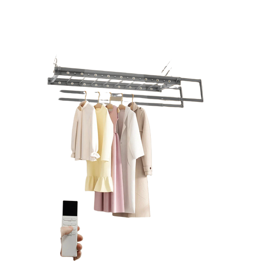 Secadora de Ropa Eléctrica de Techo con Luz y Control Remoto - Aluminio y Acero