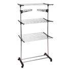 Tendedero de ropa de 3 niveles Well Home con 4 ruedas, 80x57x165 cm